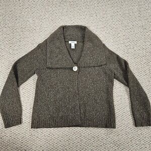 Cambridge Dry Goods Wool & Angora Knit Cardigan Sweater Long Sleeve Size L